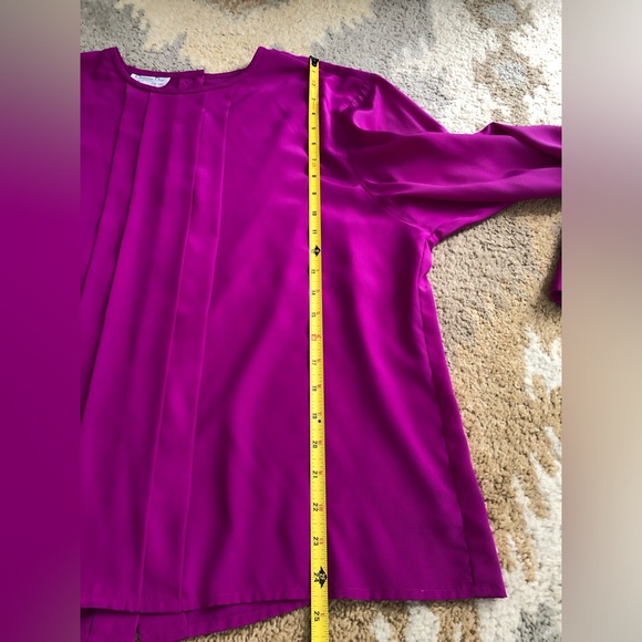 Vintage Christian Dior Pleated Front Blouse Purple Sz 14 NWT! - Picture 9 of 10
